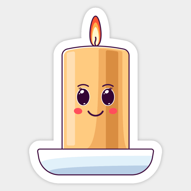 Cartoon Kawaii Burning Wax Candle with Smile Sticker by DmitryMayer